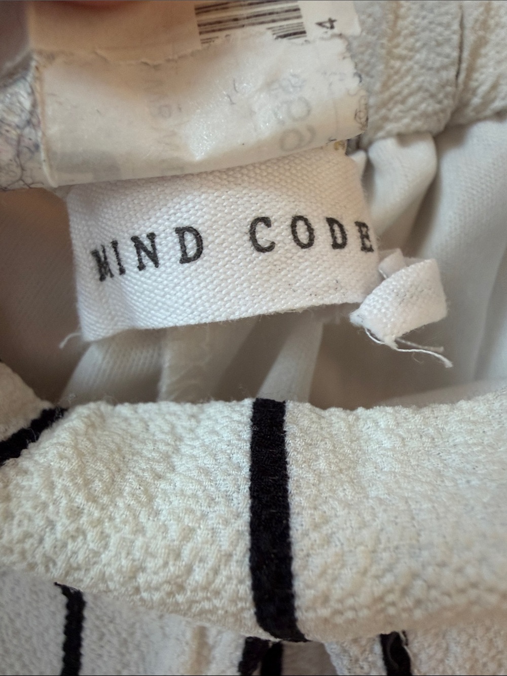 Mind Code White Wide-Leg Striped Ruffle Pants - Size Large - Picture 2 of 7